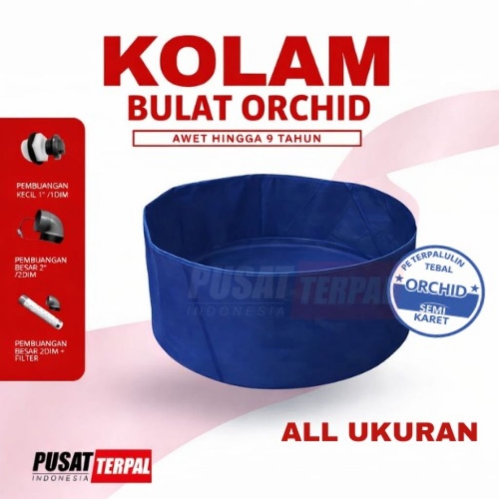 Kolam Terpal Bulat Orchid Ukuran Diameter 4 dan 5 siap kirim  Kolam Bioflok Lele Nila Gurame | Terpa
