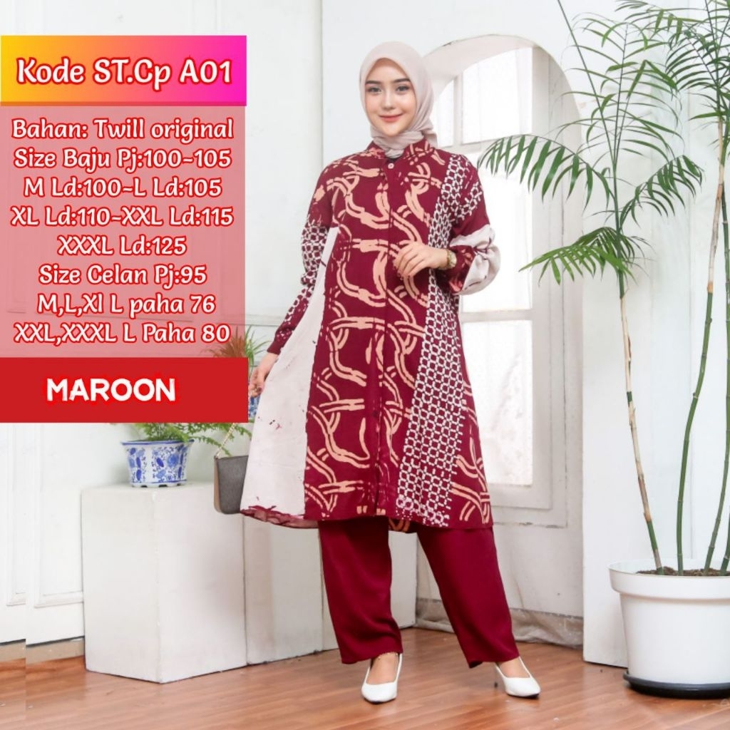Setelan CP Tunik Bahan Twill Original Super Premiur || Set CP Twill Busui Frendly Nyaman Nyerap Keri