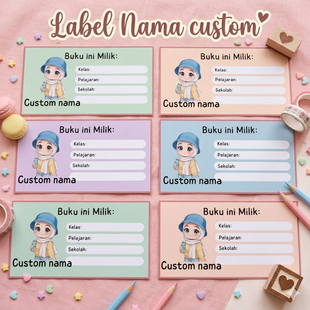 LABEL NAMA BUKU PELAJARAN / LABEL NAMA STICKER / LABEL BUKU CUSTOM NAMA