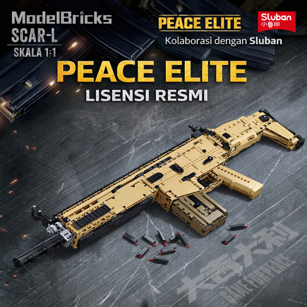 Sluban Peace Elite Tactical SCAR-L Model Brick - Balok Rakit Koleksi Edukasi M38-B1353