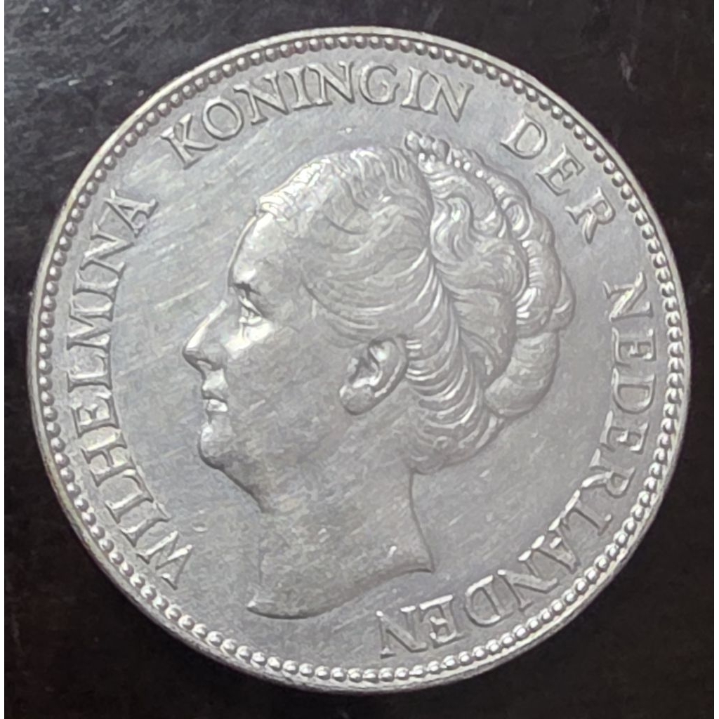 Koin Perak 1 Gulden 1928 Wilhelmina (XF)