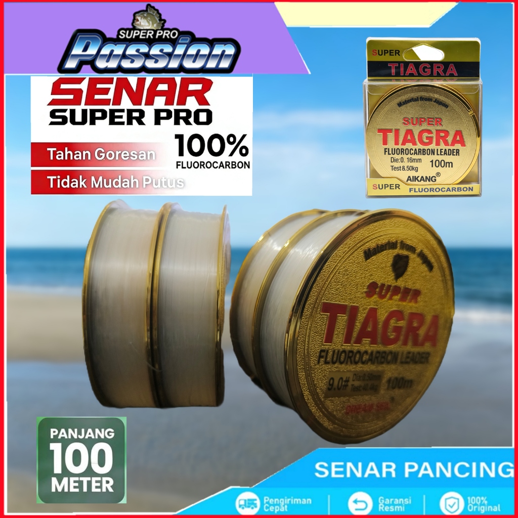 Senar Pancing Fluorocarbon German Strand 100M Tali Senar Nylon Super Kuat dan Tahan Lama