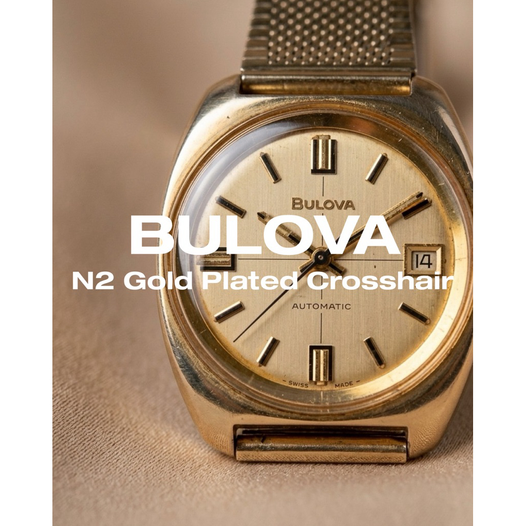 JAM TANGAN VINTAGE BULOVA N2 GOLD PLATED CROSSHAIR