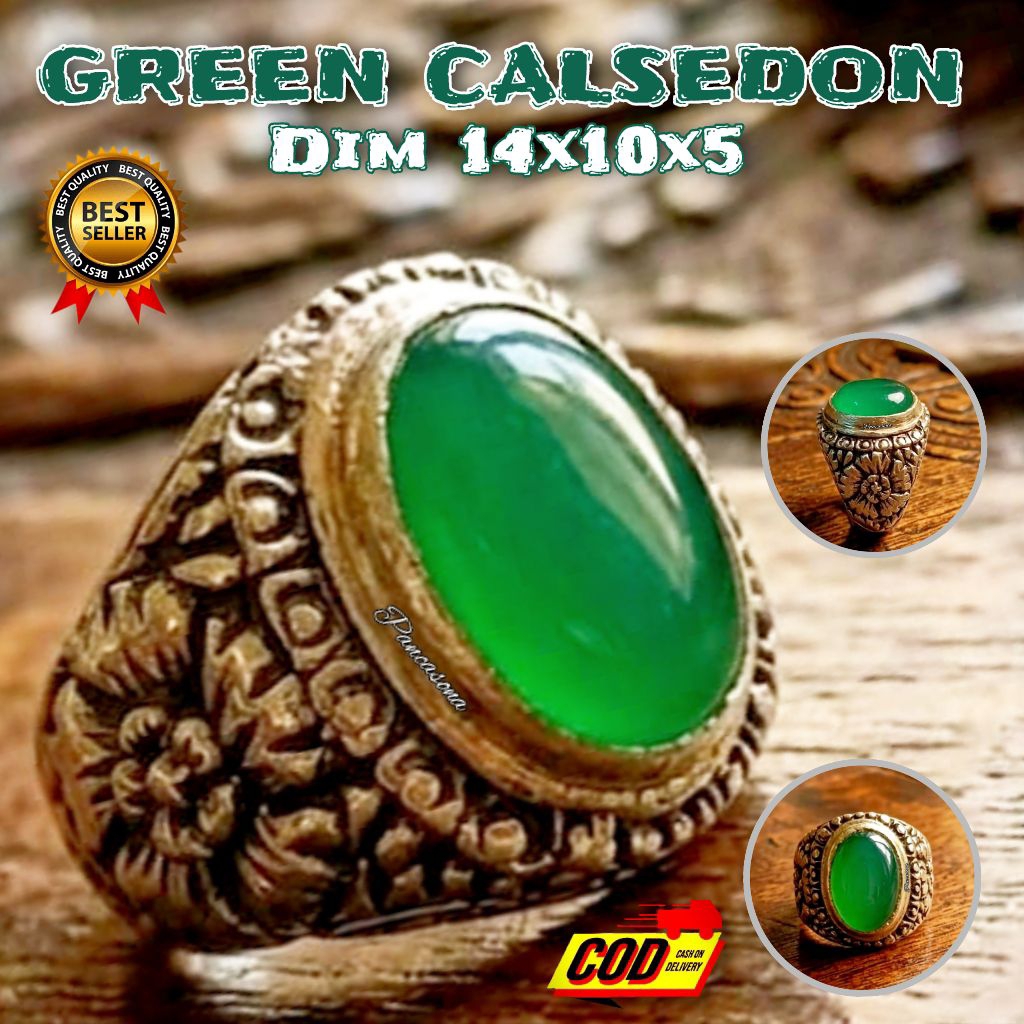 CINCIN BATU AKIK HIJAU GARUT GREEN CALSEDONY GIWANG SUPER KRISTAL