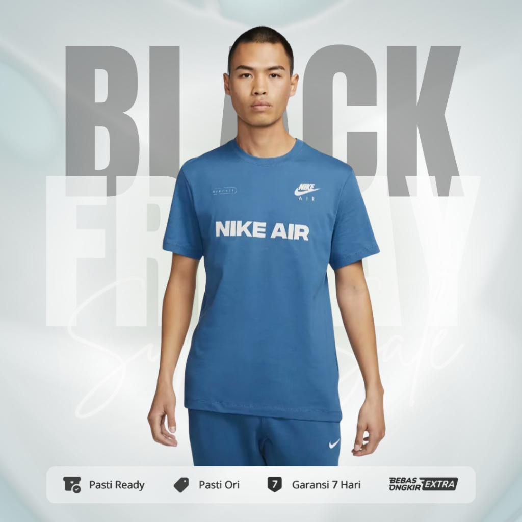 Kaos Nike Pria Sportswear Logo Nike Air T-Shirt - Dark Marina Blue DM6338