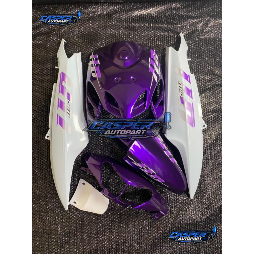Body Halus Yamaha Mio smile Fullset Vietnam Style Warna Ungu Candy Mix Putih PLUS STRIPING / STIKER