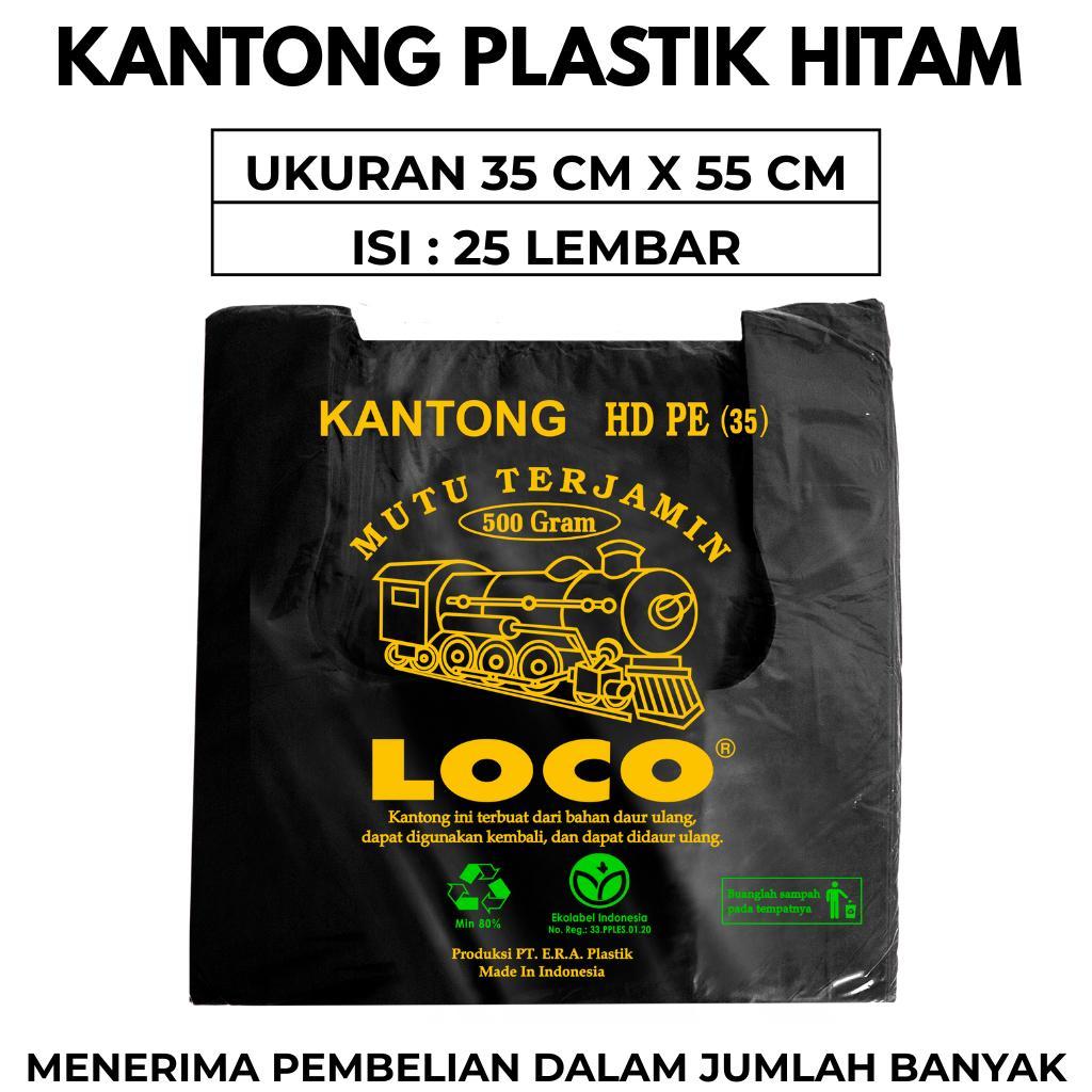 Kantong Plastik Kresek LOCO Hitam Tebal ukuran 35 Packing uk 35 x 55 Kantong Plastik Kresek Warna Hi