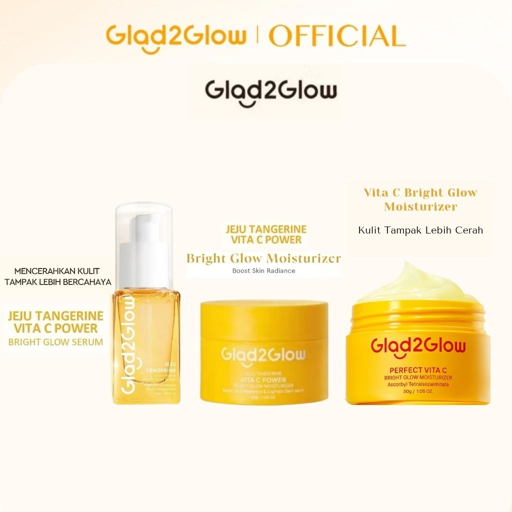 ORIGINAL Glad2Glow Jeju Tangerine Vita C Serum,Jeju Tangerine Vita C Moisturizer, Perfect Vita C Moi