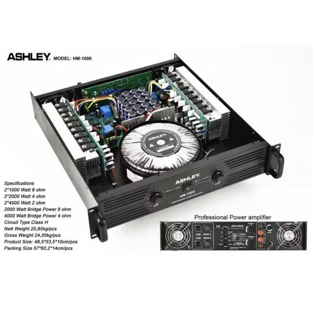 power amplifier Ashley HM 1000 power 2x1000 watt original garansi resmi.