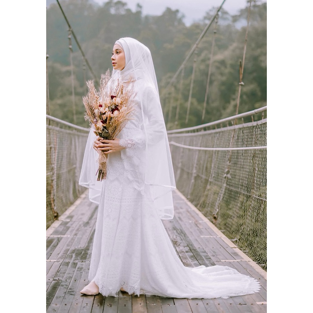 Edmore Luihara Dress Wedding Long Tail - ukuran S