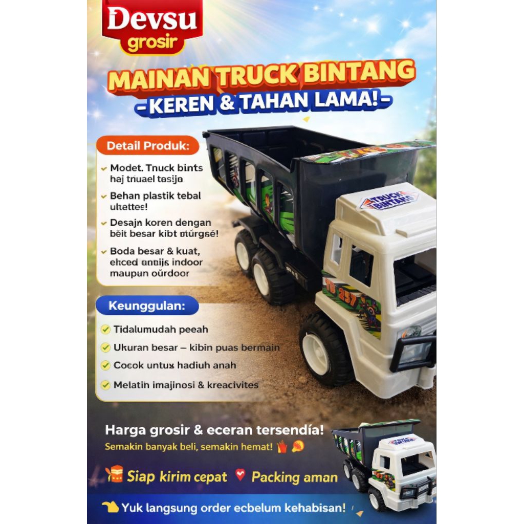 MAINAN ANAK MOBIL DUMP TRUK PENGANGKUT PASIR MURAH BONUS SKOP PASIR