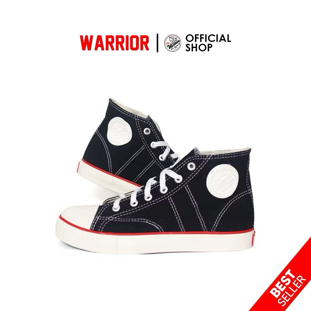 Sepatu Warrior Classic HC Tinggi Hitam Putih Original