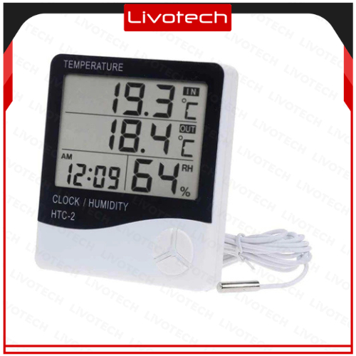 Hygrometer Termometer Indoor Digital Jam Pantau Suhu Kelembaban Waktu — 9