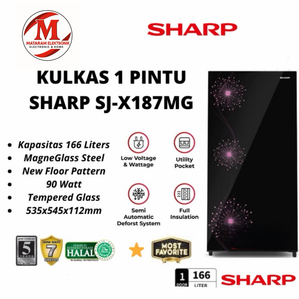 KULKAS SHARP 1 PINTU SJ-X187MG