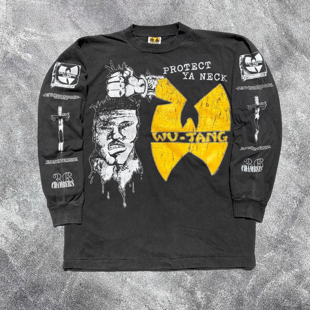 WUTANG CLAN 36 CHAMBERS RAPTEES KAOS VINTAGE STYLE HITAM FADED TSHIRTS BUILD UP TANPA JAHITAN SAMPIN