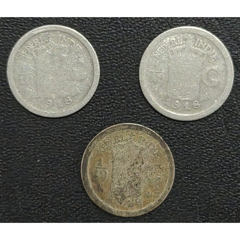Koin Perak 1/10 Gulden 1918 Netherlands