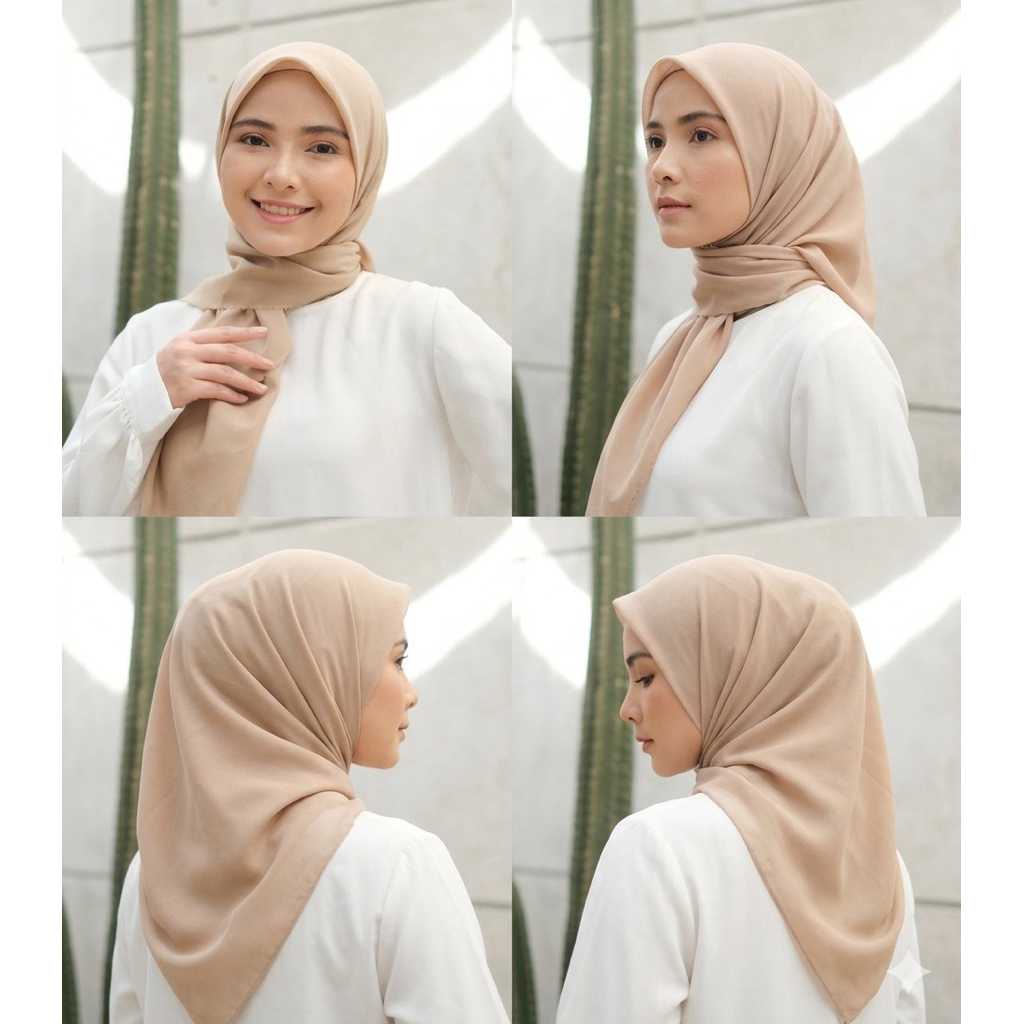 HAYAA MODEST Hijab Paris Jadul Premium Segi Empat | Jilbab Paris Basic Adem Mudah Dibentuk Daily by 