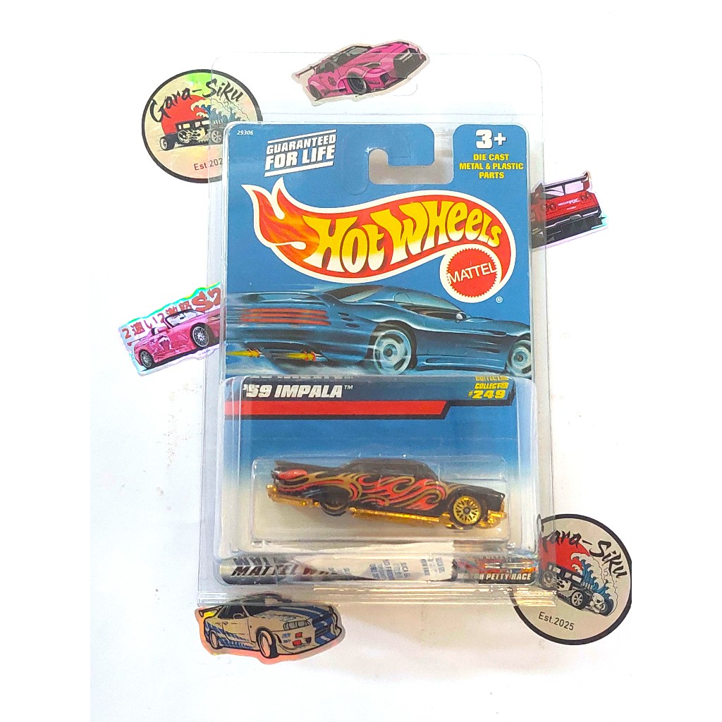 HOT WHEELS BLUE CARD 59 IMPALA 1999 VARIAN CARD WATCH PETTY RACE VELG 10 SPOKE BIRTHDAY CLUB rare vh