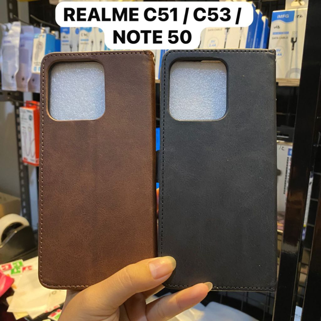 CASE CASING DOMPET LIPAT KULIT REALME C51 C53 / NOTE 50