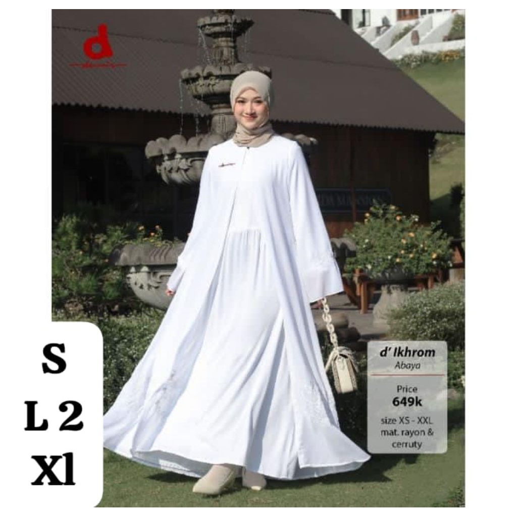 Abaya dannis ihrom putih original tidak terawang