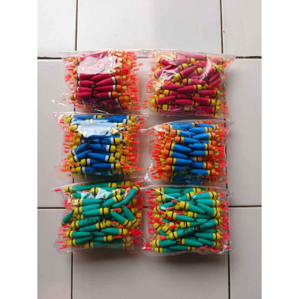 pelampung kambangan kumbul pancing spon busa panjang 6cm murah 1pak isi 100 pcs