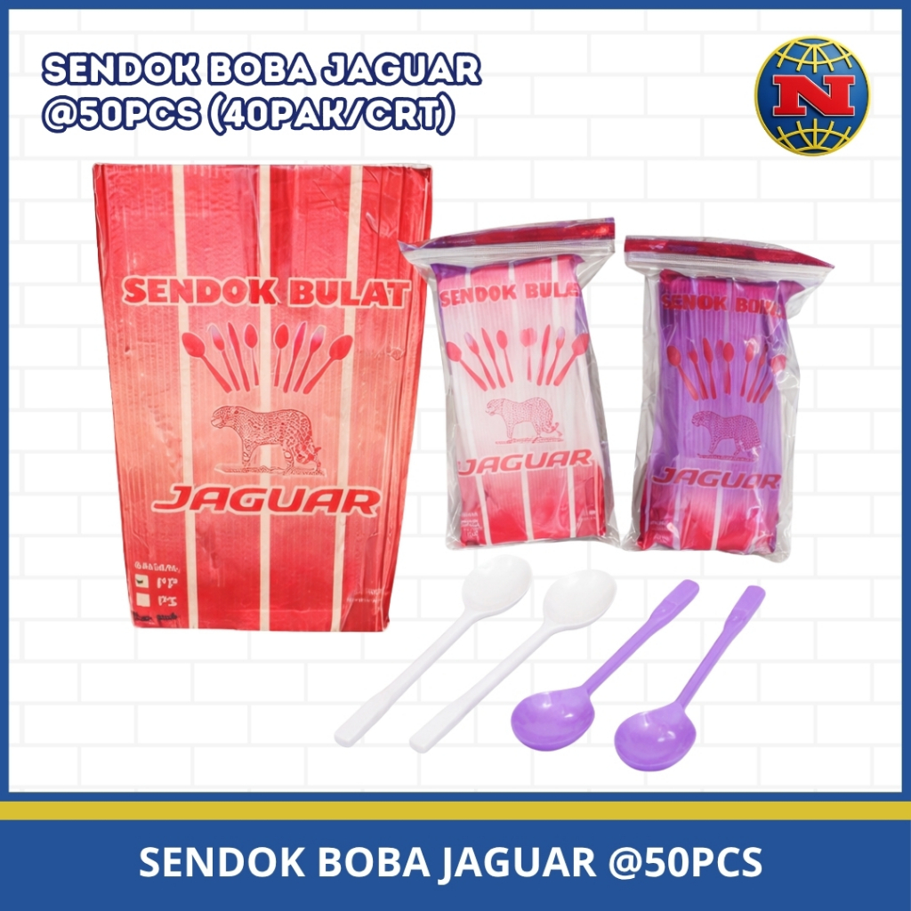 (1 KARTON) Sendok Plastik Boba Jaguar Sendok Minuman Boba Susu Es Kopi isi 40pak Perkarton