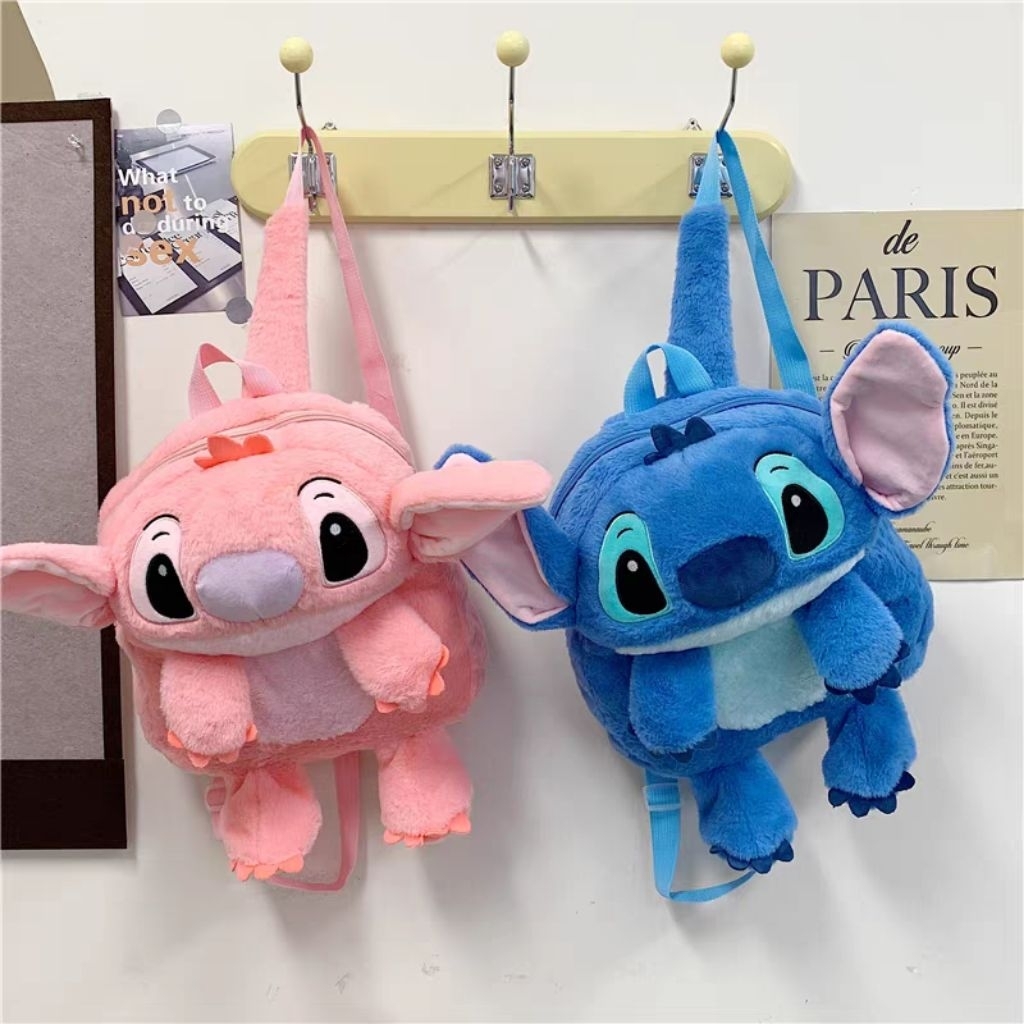 Tas Ramsel Stitch mini Timbul 3 Warna Stitch Tas gendong Backpack Stitch Boneka Timbul Tas Boneka