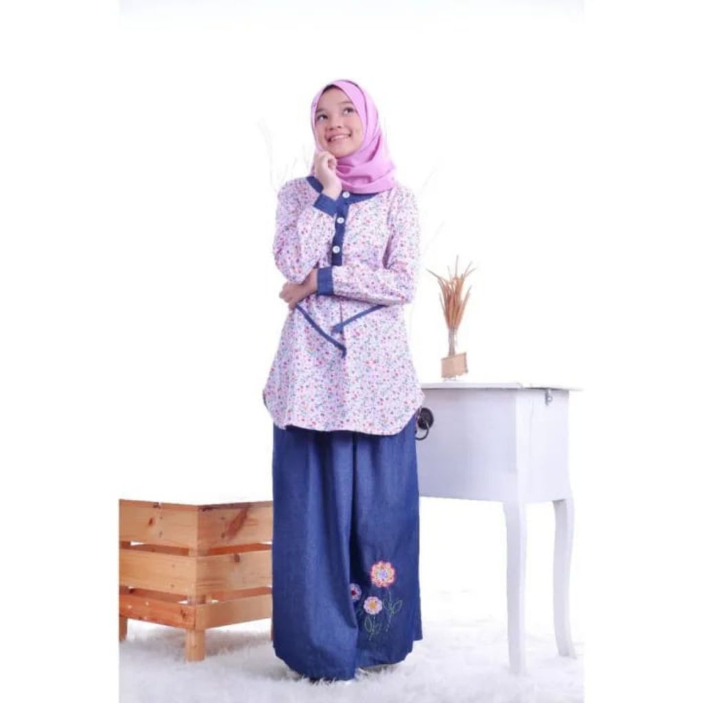 GAMIS ANAK SETELAN ATAS BAWAH NT 24 STEL ROK TANGGUNG NIBRAS GAMIS ANAK CEWE BEST SELLER