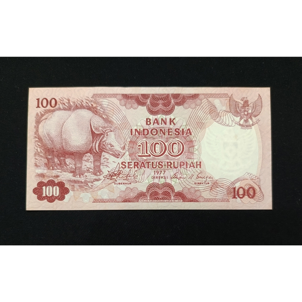 Uang Kertas Kuno 100 Rupiah Badak Jawa 1977