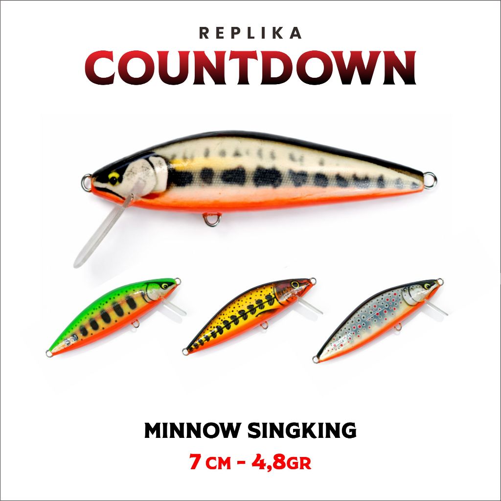 MINNOW SINGKING MIRIP RAPALA COUNTDOWN 7CM - UMPAN CASTING - LURE MINNOW GACOR