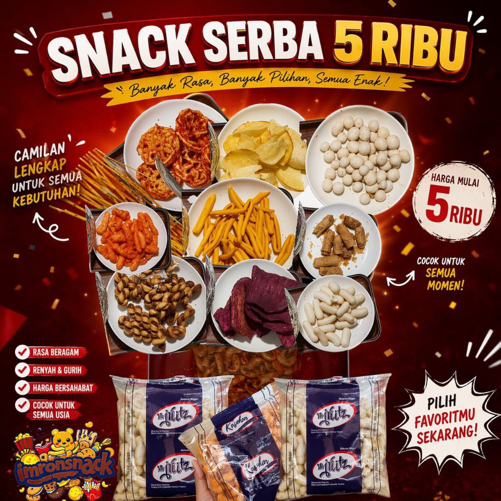 Snack serba 5 ribu Cemilan makanan ringan Pedas Manis Asin Termurah dan Terenak