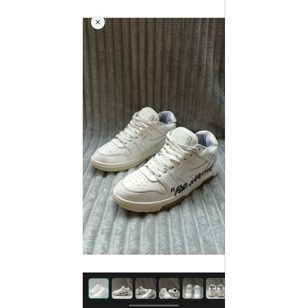Off White Out Off Office Low 'For Walking' White Sneakers Size 40 / 25.5