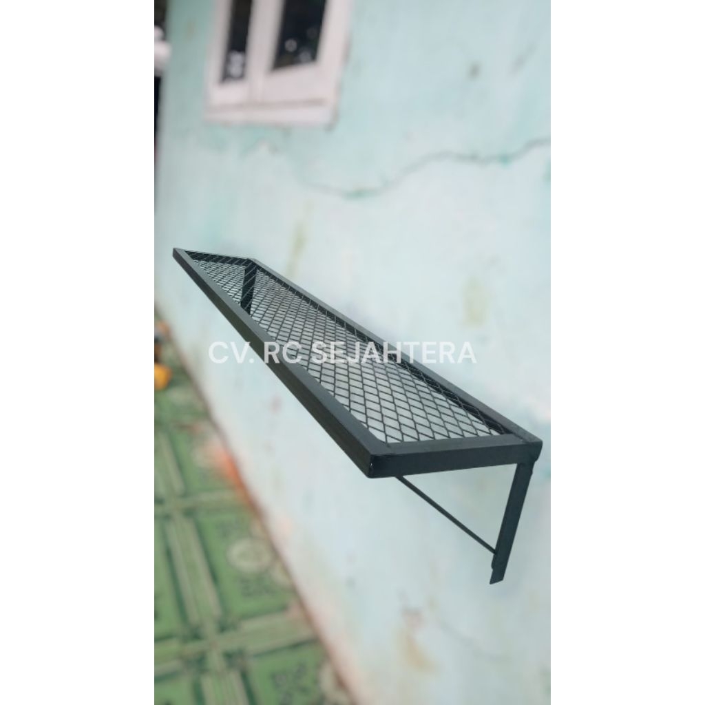 rak dinding rak ambalan rak pot tanaman bunga expanded metal rak dinding tempel besi expanded metal