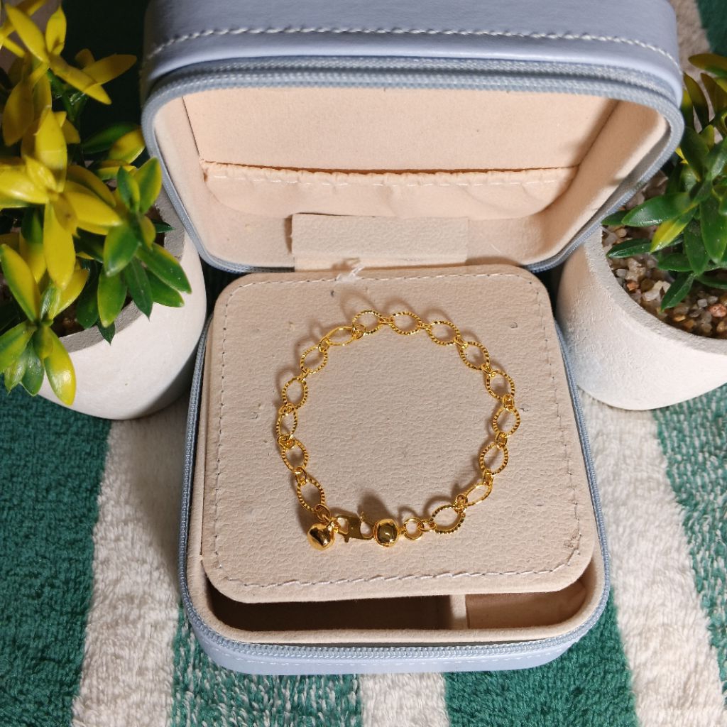 gelang tangan rantai wanita motif ukir yang terbaru premium bahan titanium berkualitas mewah elegan 
