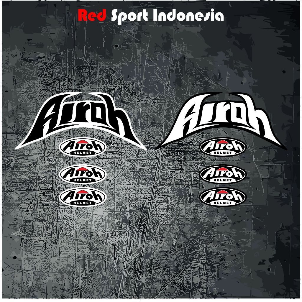cutting Sticker SET Logo Airoh  stiker Helmet dan Tulisan Belakang Helm