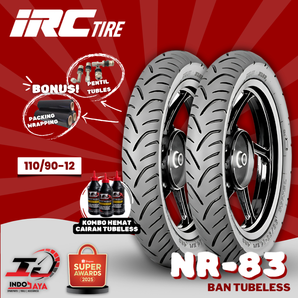 [READY COD] BAN LUAR TUBELESS IRC NR83 (110/90-12) BAN SCOOPY / FREEGO / BAN BELAKANG SCOOTER / NR 8