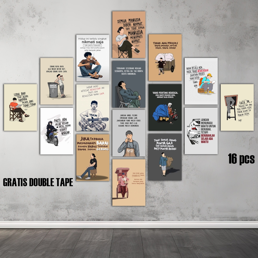 Pajangan Hiasan Dinding KATA KATA MOTIVASI Poster Aesthetic gaya modern Wallpaper Kamar