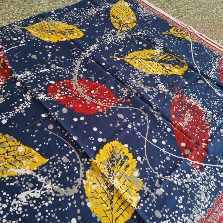 TERLARIS!!! ORIGINAL KAIN BATIK LAWEYAN SOLO (KATUN) MOTIF ECOPRINT DAUN CIPRAT BIRU NAVY