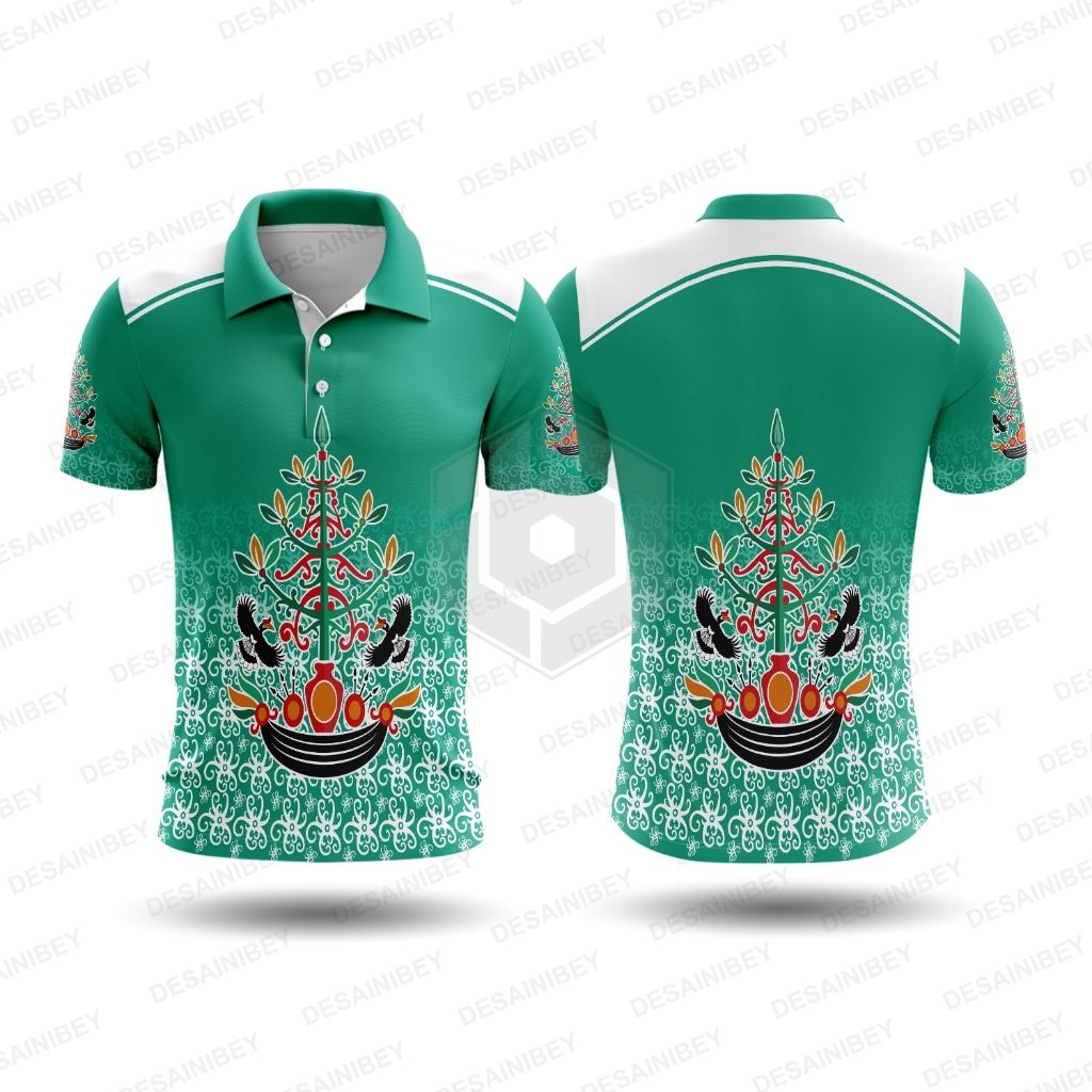 Jersey Pria Motif Batik Dayak Kalimantan / Baju Batik Kalimantan / Kaos Polo Pria Batik Dayak Printi