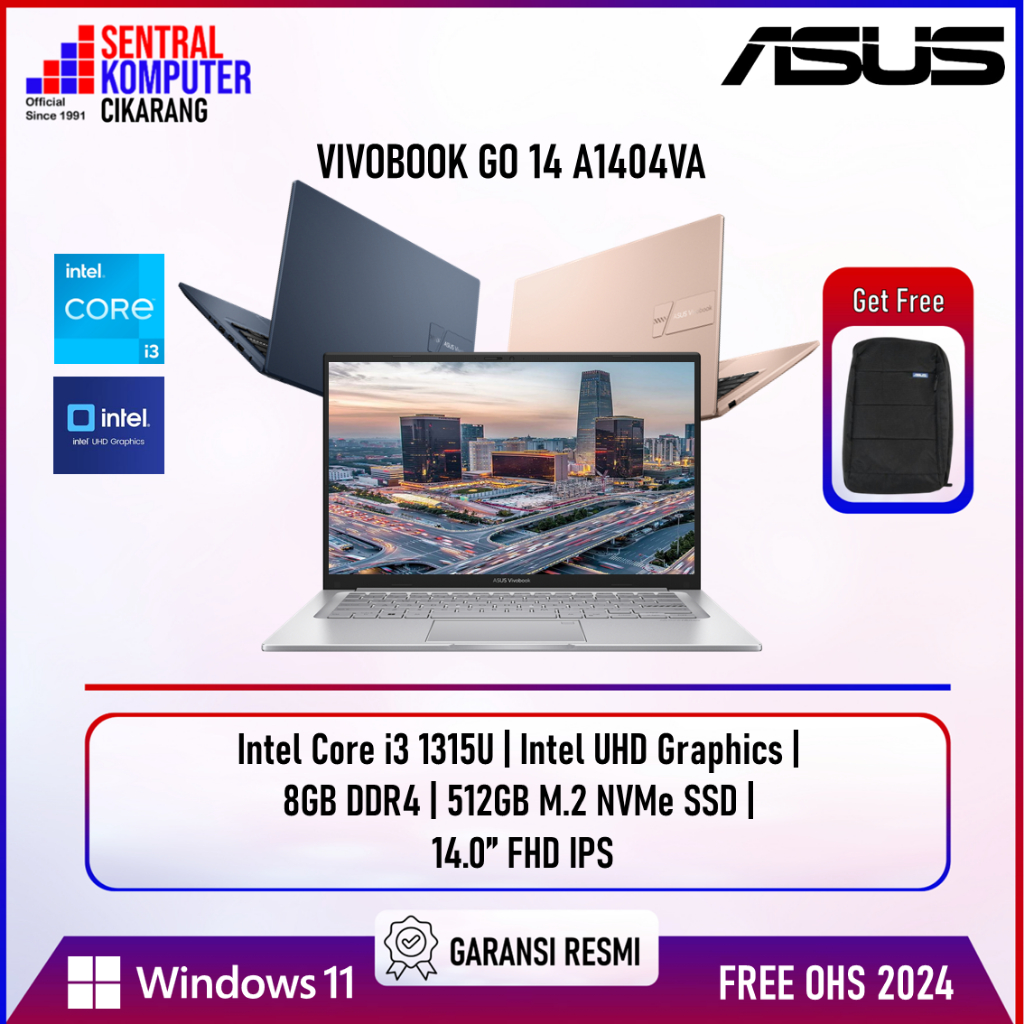 ASUS VivoBook Go 14 A1404VA Intel Core i3 1315U 16GB 512GB SSD 14" FHD IPS Win11+OHS