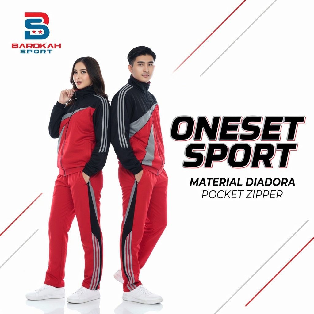 HM Barokah - Setelan Olahraga Pria Wanita One Set Jaket Olahraga Unisex Sport Outdoor Seragam Olahra
