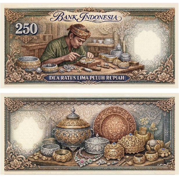 250 Dua Ratus Lima Puluh Rupiah Tea Pengrajin Perak dan Tembaga Novelty Fantasi