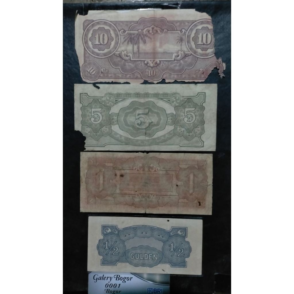 Set uang masa penjajahan 1/2 gulden 1 gulden 5 gulden 10 gulden DJR