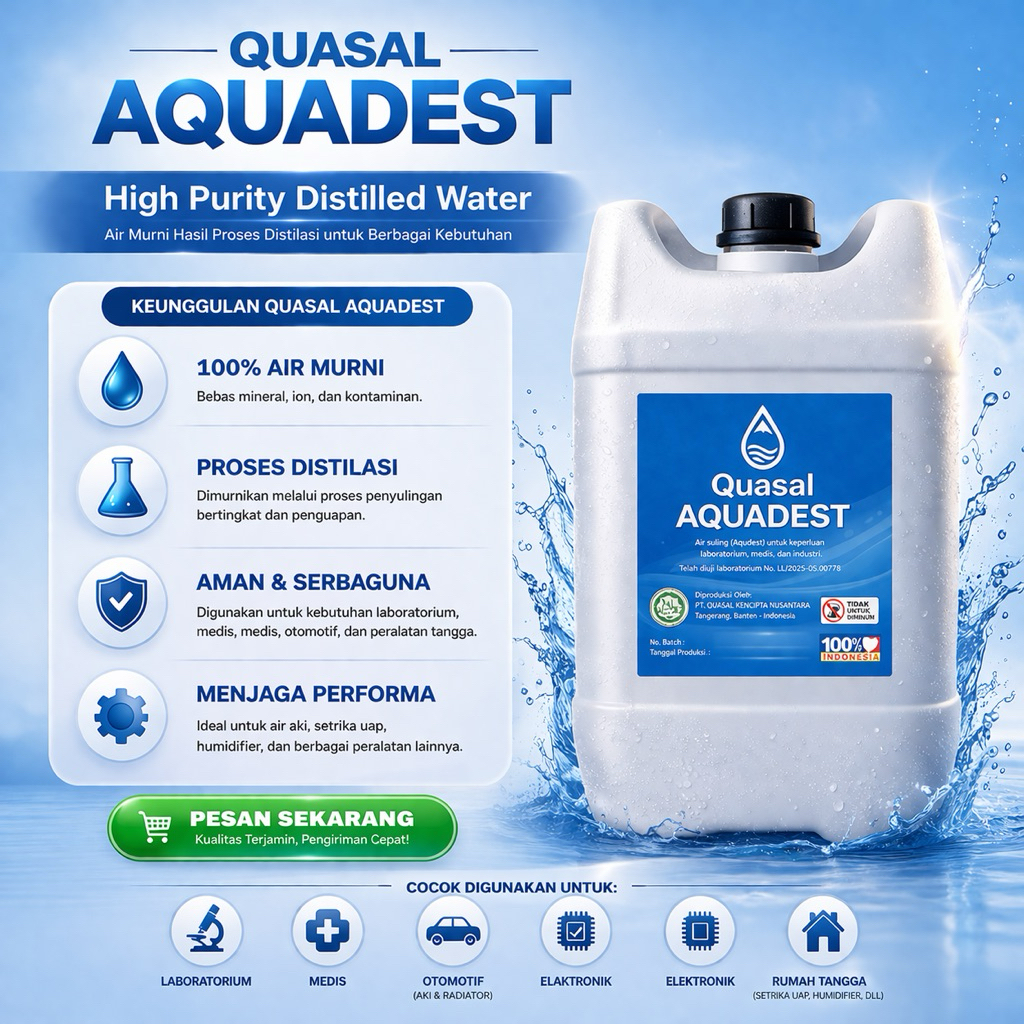 Aquadest / Aquadest distilled water / Air Suling 20 Liter