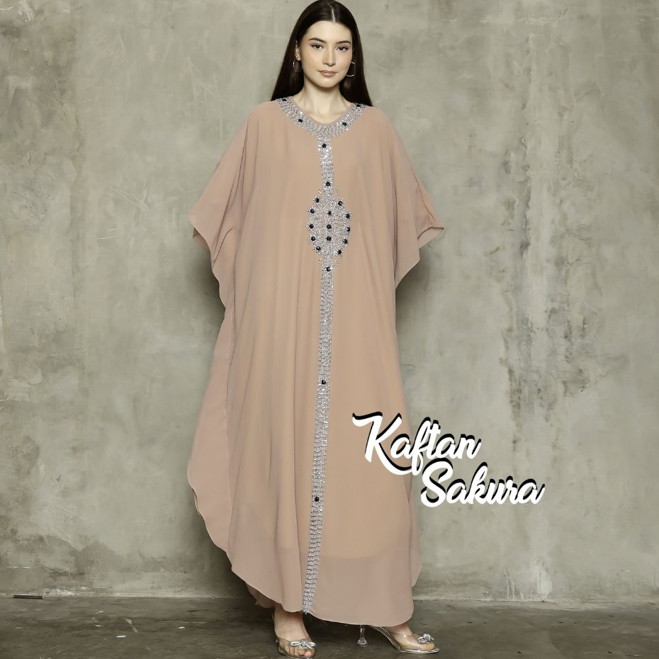 Kaftan Payet Mewah Kaftan Payet Lebaran Terbaru Syari warna Hitam Maroon Putih Coksu Biru Navy