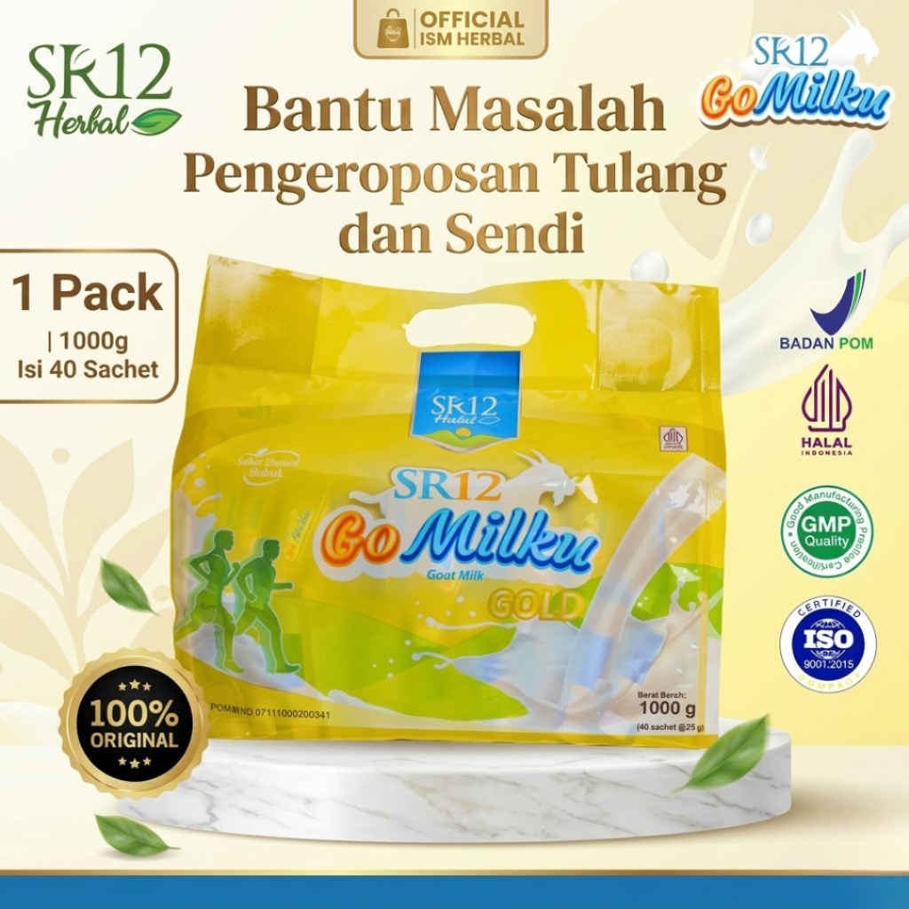 SR12 GoMilku Gold Susu Kambing Etawa Nutrisi Tulang & Sendi 1kg 40 Sachet Makassar