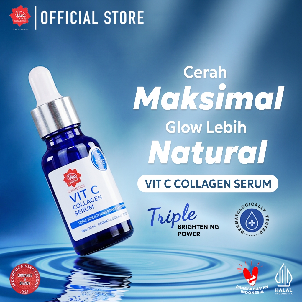 Viva Vitamin C Collagen Serum with Triple Brightening Power, 2% Vitamin C, 2% Niacinamide, & Sodium 
