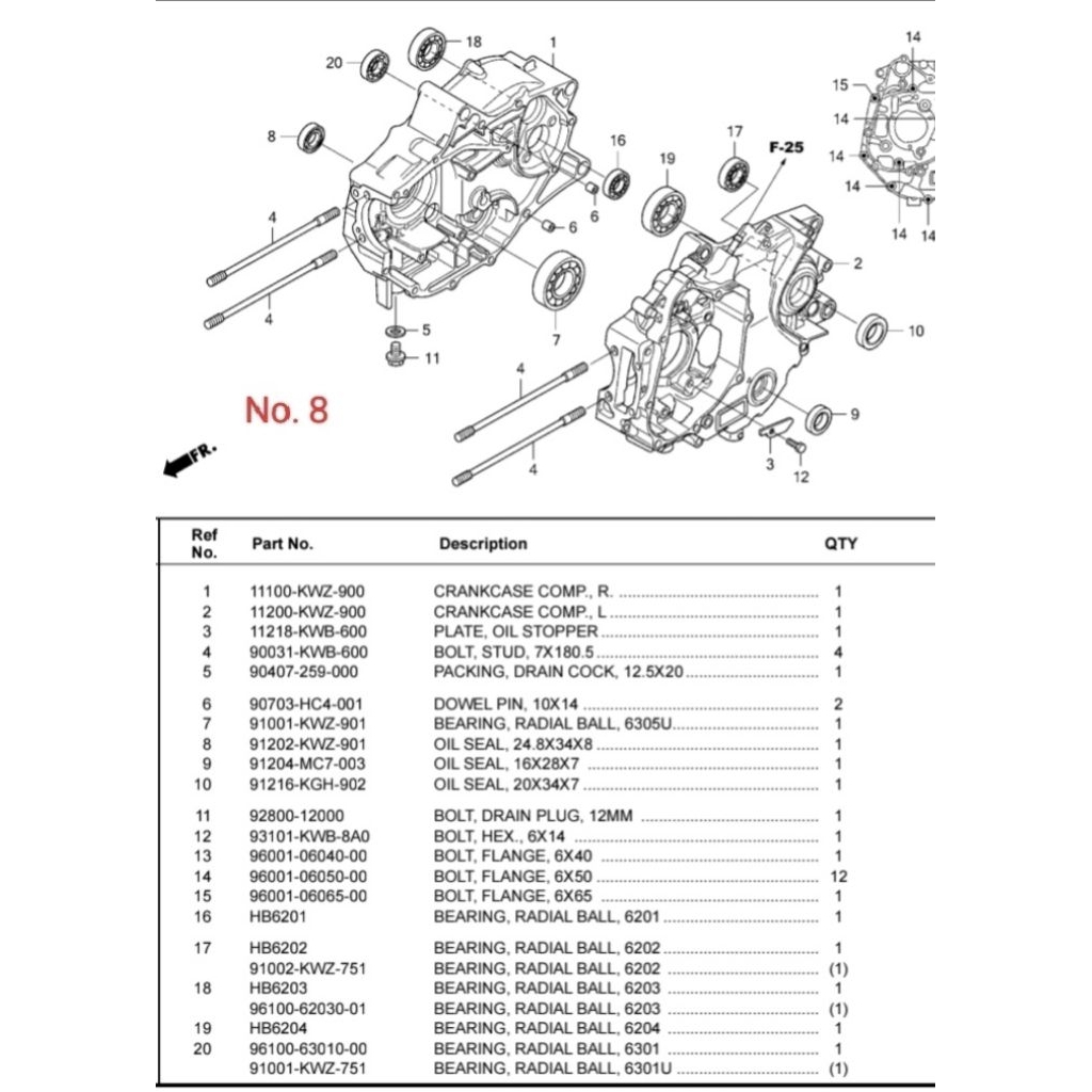 Oil seal 24.8x34x8 untuk motor Revo 110cc AT number part 91202KWZ901