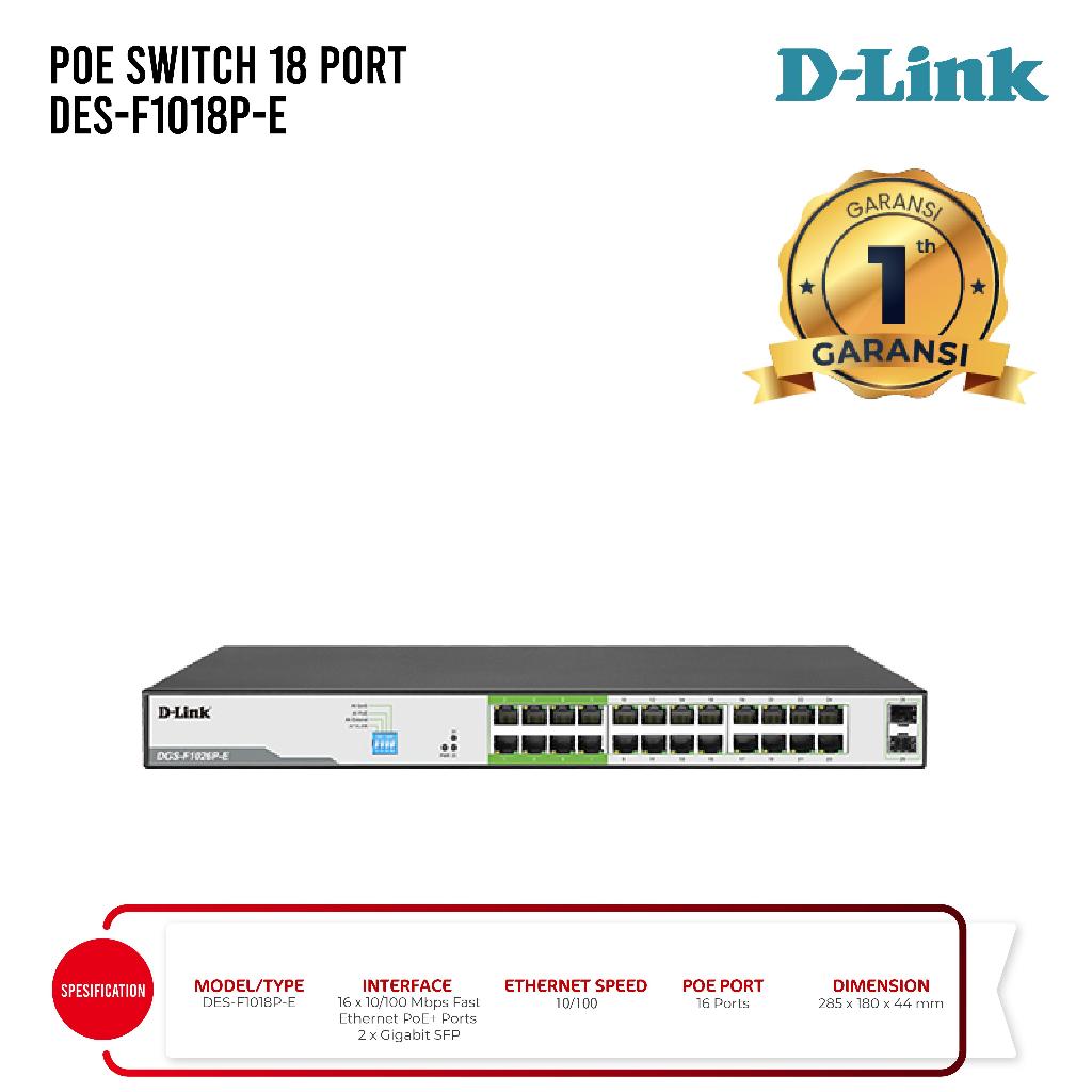D-LINK DES-F1018P-E 18-Port PoE Switch with 16 PoE Ports