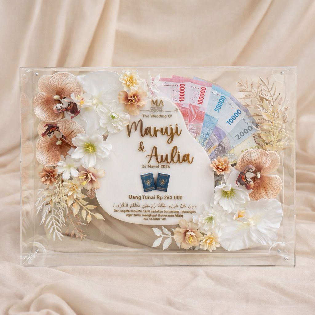 Acrylic Box AKRILIK MAHAR AKRILIK MAHAR PERNIKAHAN BINGKAI 40 x 30